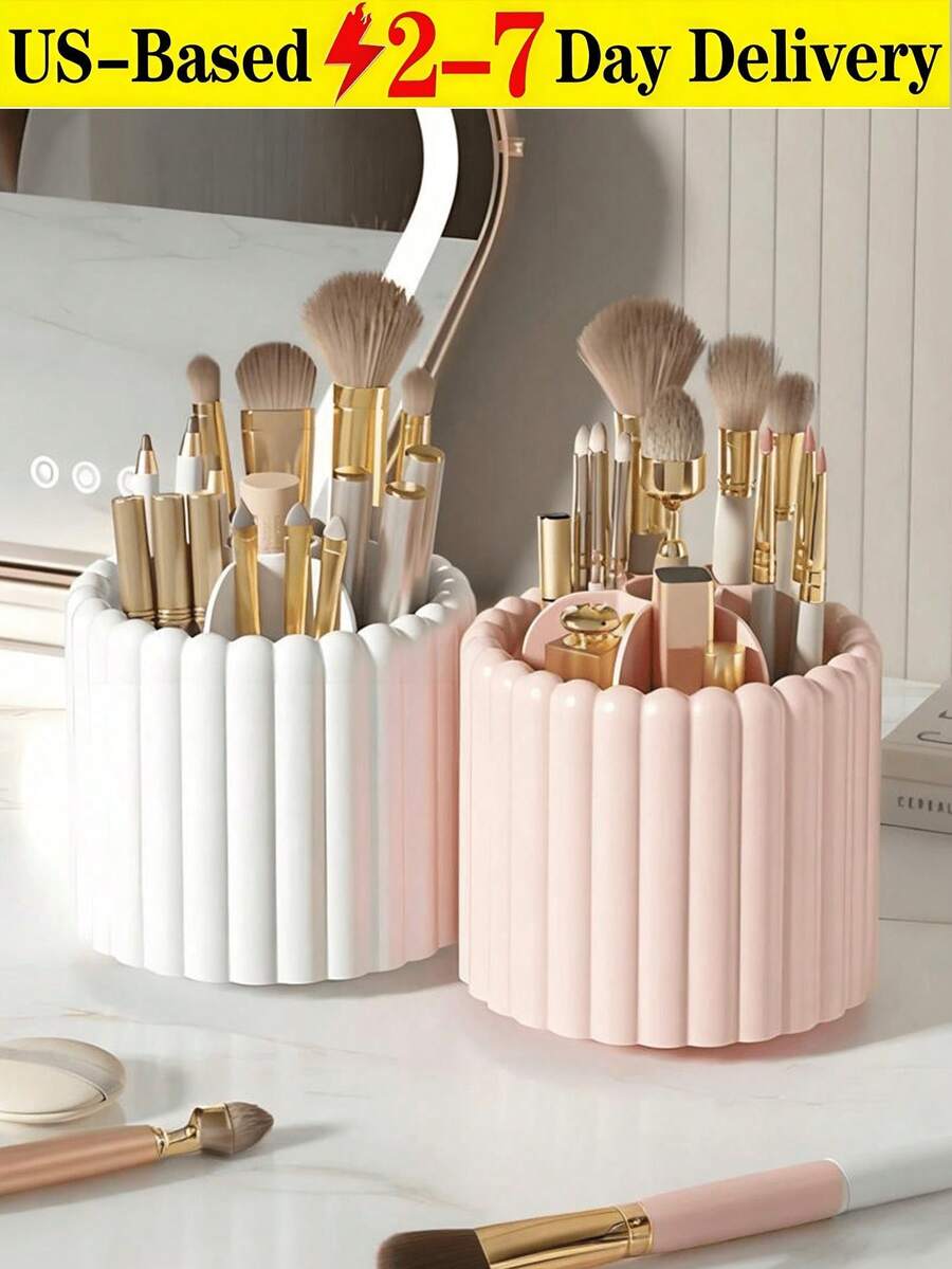 [Delivery Within 2-7 Days In The United States]360° Rotating Makeup Brush Desktop Organizer, Cosmetic Organizer, Organziers Storage, Large Capacity Cosmetic Storage Box, Jewelry Organzier, Jewlery Storage Oraganizer, Multifunctional Brush Holder Pen Holder, Makeup Orginizer, Office Storage, Stationery Organizer, Nail Storage, Nail Supplies, Perfume Stand, Drawer Organizer, Bedroom Decor, Rotating Pencil Lipstick Eyebrow Pencil Stationery Shelf For Makeup Brushes, Lipsticks, Skincare & Stationery - Perfect For Dressing Table, Vanity, Office Desk, Bathroom Counter, College Dorm, Home Decor - Great Birthday, Christmas, Mother's Day, Valentine's Day, Anniversary, Wedding Gift For Women, Girlfriend, Wife, Mother, Teens, Jewellery Box, Pouch, Makeup Brush Holder, Brush Holder, Perfume Organiser, Pouch Bag, Room Decor, Vanity Accerories, Bathroom Accesssories, Bathroom Decor, Makeup Bag, Cosmetic Bag, Cruise Essentials, Travel Essential, Stocking Stuffers - 彩色 - 查看 1