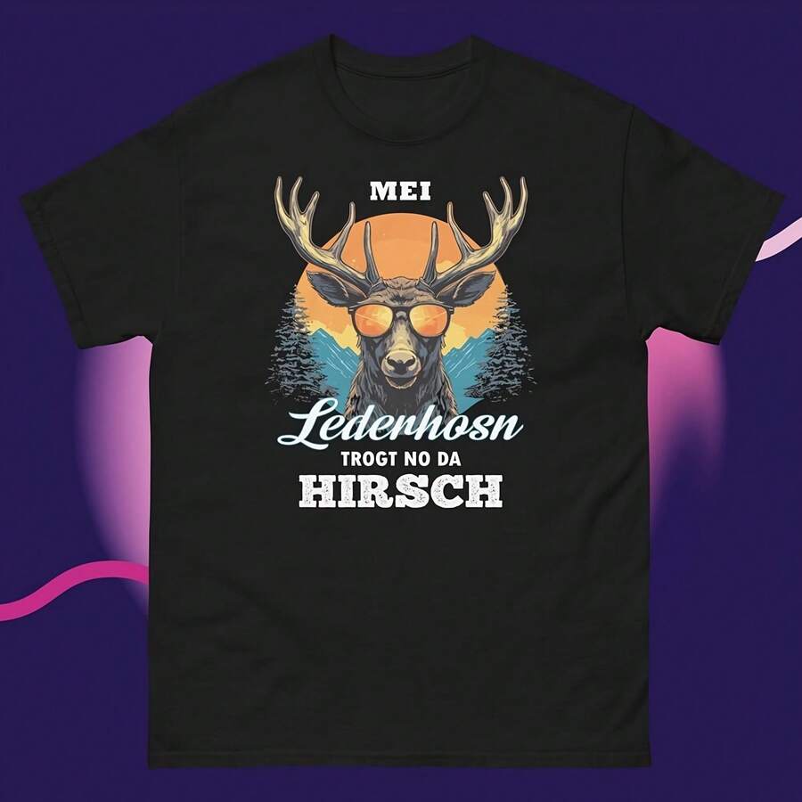 Oktoberfest Deer Bavarian Meadows Costume Gift T-Shirt, black - Negro - Ver 1