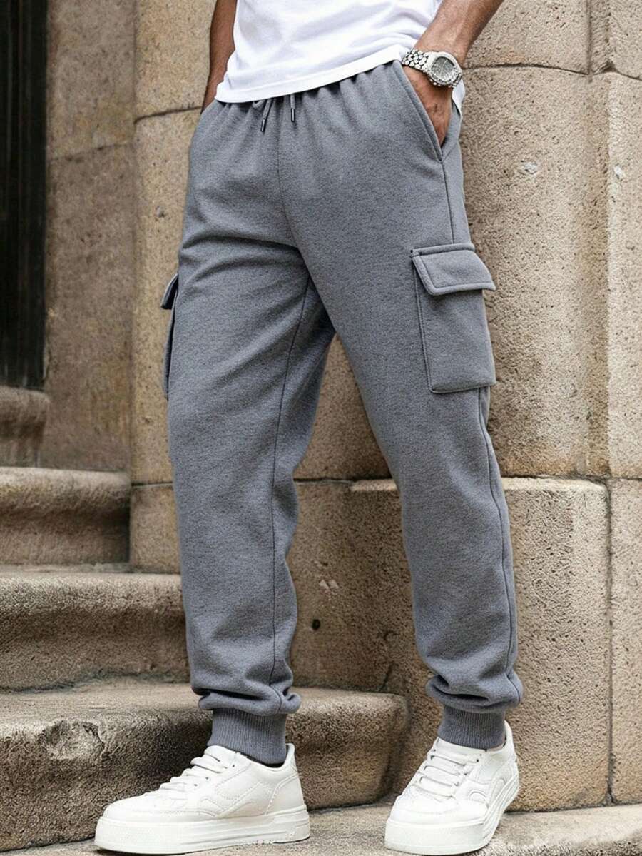 Men's Cargo Pants With Multi-Pocket Design, Comfortable Fit, Perfect For Daily Wear. - Grey - View 1