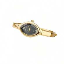 SUNLIFEX Teardrop Bracelet Watch - 29mm Vintage Style Dial, Zinc Alloy Cuff, Elegant Women's Quartz Watch - Đĩa đen vỏ vàng - Xem 6