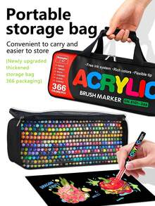 12-366色丙烯颜料马克笔，经典返校系列和广纳系列，流畅丙烯墨水，色彩丰富，可堆叠，覆盖力强，适用于画布、岩石画、木材、玻璃、陶瓷、织物、DIY工艺品、返校用品，配有便捷收纳盒 - 套裝 - 查看 8