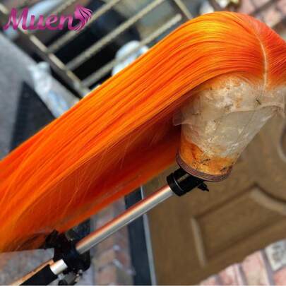 13x4 Transparent Lace Front Wig With Baby Hair, Mixed Brazilian Human Hair, Orange & Ginger Blonde Straight
