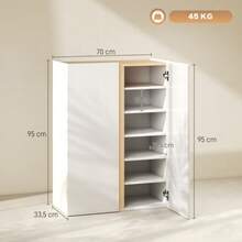 Shoe Cabinet With Soft-Close Mechanism, 6 Shelves Without Handles, Capacity Up To 18 Pairs, For Entryway, Hallway, Wood, White - White - View 3