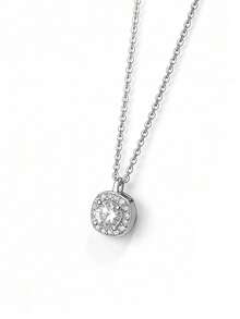 S925纯银方形糖果项链，镶满锆石，优雅女士日常派对旅行生日节日礼盒装，四季皆宜。 - 銀色 - 查看 1