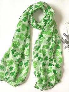 1条圣帕特里克节爱尔兰三叶草围巾，节日礼物，圣帕特里克节围巾，女士头巾，女士围巾 - 綠色 - 查看 9