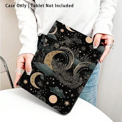 月亮、星星和云朵图案翻盖平板电脑保护套，适用于华为Matepad SE 11英寸/Matepad Pro 11英寸/Matepad 11.5英寸2026、荣耀Pad 8/9/10、荣耀GT 11.5英寸/X7/X8A/X9/X8Pro/X9Pro/X10 PRO/V9/V8 Pro、S11/A11/A11+、OPPO、vivo等更多机型，具备自动休眠/唤醒功能，适合开学季、情人节等场合。