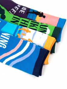 4 Pairs New Stylish Letter Print Crew Socks, Unisex Casual Sports Running Socks - Multicolor - View 5