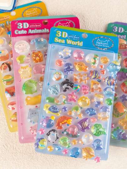 可爱纯色 3D 立体浮雕贴纸 - 浅色设计，非常适合装饰手机壳和笔记本，是 DIY 项目、制作趣味贴纸、扩展日记本和计划本的理想选择，3D 立体浮雕贴纸、日记贴纸、装饰贴纸和文具贴纸。