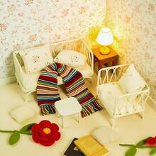 青少年创意迷你玩具，白色沙发/短沙发模型，适用于模型屋装饰、娃娃屋家具、玩具屋配件、微缩模型、婚礼季装饰、圣帕特里克节绿色元素。 - 白色 - 查看 11