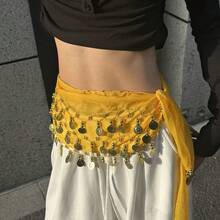 1 pieza Cadena para la cintura de baile, accesorio de baile del vientre de estilo hip hop callejero con monedas doradas cosidas a mano, multicolor, de tela metálica, decorativo y sexy para la cintura y falda, estilo bohemio y retro, para fiestas, vida nocturna, atuendos de playa, ropa y accesorios de festival - Multicolor - Ver 4