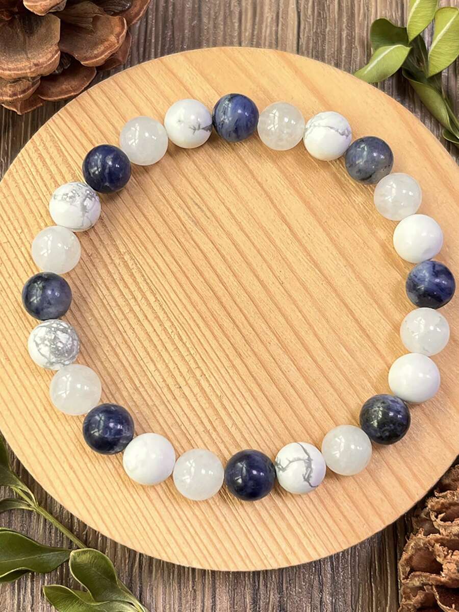 YAUKIA 1Pc Bohemian Natural Stone Crystal Beaded Bracelet Handmade Elastic Rope Bracelet Stress Relief Jewelry Gift For Women And Men - Multicolor - View 1