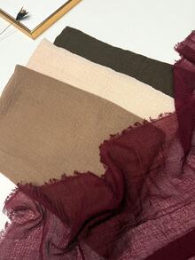 1pc Plain Casual Comfortable Elegant Classic Spring/Autumn New Versatile Beach Headscarf Sun Protection Stylish Combination Women Scarf - A - View 3