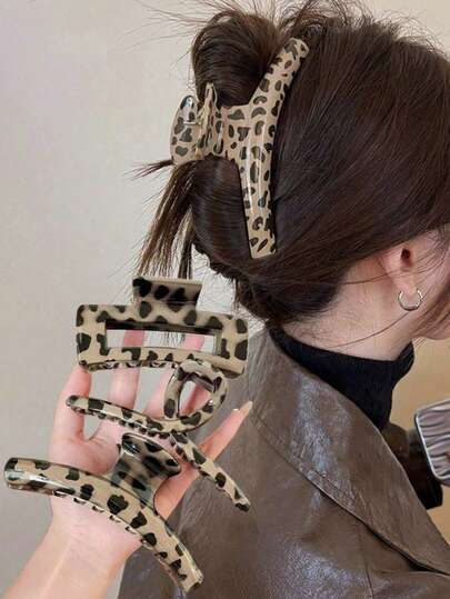 3/1件装豹纹波点发夹，尽显女士高端质感，新款大号发夹，半扎发爪，时尚发饰，优雅发夹，休闲发卡