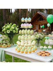 3-6 Tier Acrylic Cupcake Stand - Round Cupcake Display Rack - Acrylic Dessert Stand Cake Display Tree Suitable For Party, Wedding, Birthday - Clear - View 17