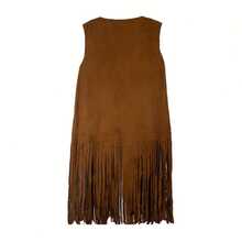 60s 70s Outfits For Women Disco Hippie Costume Clothes Woman Cowgirl 70s Costume Tops Women Fringe Hippie Vest Brown - màu nâu - Xem 7