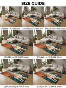 Modern Style, Vintage American Style, Tropical Plant Print Carpet. Bohemian Style. Living Room Carpet. Shaggy Rectangular Low-Pile Carpet With Embossed Details, Decorative Carpet Suitable For Living Room, Bedroom And All-Season Home Decor. Soft, Easy To Maintain, Machine Washable - Multicolor - View 6