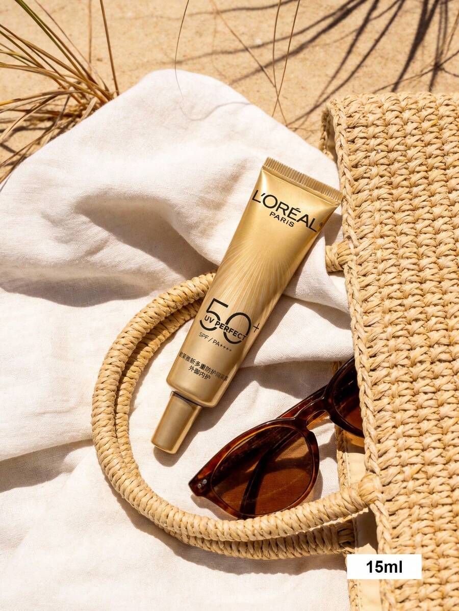 L'Oreal 15毫升/0.53盎司迷你金色管装防晒霜，SPF50+/PA++++。轻盈防晒霜。户外防晒霜。多重防护防晒霜。面部及身体防晒霜。紫外线防护。 - 黑金 - 查看 1