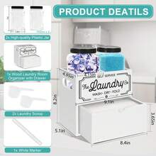 Dryer Sheet Container For Laundry Room Organization, Laundry Pods Container Include 2 Plastic Jars With Lids For Laundry Room Storage, Drying Ball And Laundry Detergent Dispenser, Laundry Room Decor - White 1pc - View 7