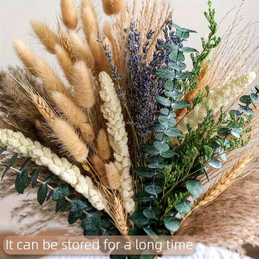 96 peças Buquê de Flores de Lavanda, Eucalipto, Grama Pampas, Mosquitinho, Crisântemo - Fragrância Calmante, Aroma Natural, Decoração Elegante para Casa, Escritório, Casamento - Arranjo Floral Doméstico, Decoração de Natal, Artesanato DIY, Adereços de Fotografia, Presente de Aniversário - Fragrância dos Pampas - Visão 1