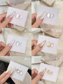 MIANEL 10ml 冬季幸运白玻璃珠猫眼凝胶指甲油，月光灯泡水晶宽猫眼指甲油，冬季美甲用品，超白指甲油，适合婚礼女孩指甲 - 彩色 - 查看 2