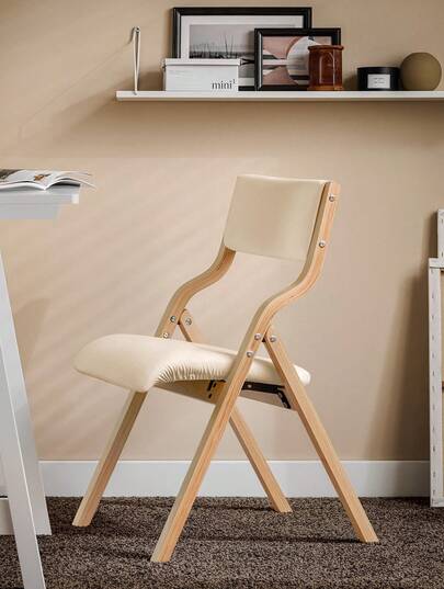 SoBuy Folding Wooden Chair With Upholstery – Ergonomic Kitchen & Dining Room Chair, Foldable & Space-Saving, Fully Assembled, Ideal For Kitchen, Balcony And Office, Grey FST40-HG