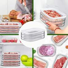 Refrigerator Meat Container, Stackable Cold Cut Storage Containers With Clear Lids For Meat, Bacon, Cheese And Meal Prep HJK2 - 3 Floors - View 3