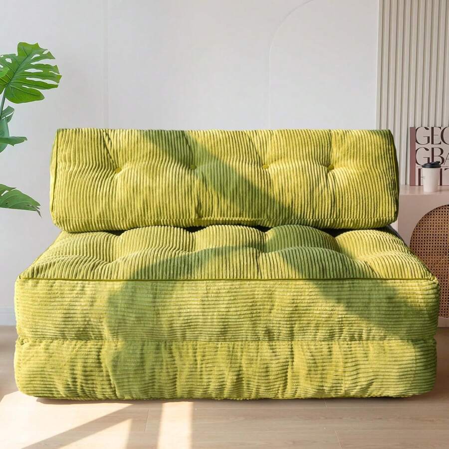 Convertible Folding Sofa Bed - Sleeper Chair With Pillow & Back Support, Portable Floor Lounge For Living Room Bedroom - Green - View 1