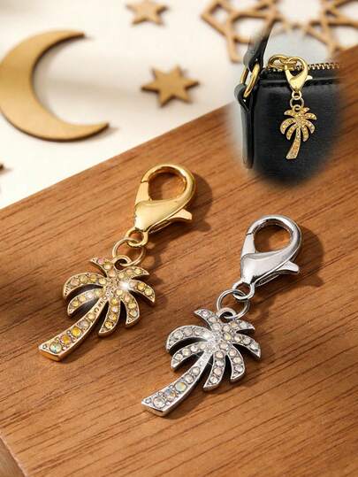 彩色水钻椰树钥匙扣吊坠，斋月主题钥匙扣，时尚椰树饰品，优雅包包挂饰，斋月派对礼品钥匙扣，闪亮钥匙扣，时尚手提包、钱包、背包和车钥匙饰品，中东爱好者的理想之选，斋月礼物、开斋节礼物、海滩度假包和情人节礼物的完美之选，开斋节快乐！
