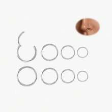 8PCS Nose Rings 18G For Women - 316L Surgical Steel Hoop Hinged Clicker Conch Septum Tragus Cartilage Earring Lip Rings Nose Piercing Jewelry 6mm-12mm - Multicolor - View 13