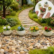 1件迷你逼真玫瑰花盆栽，娃娃屋DIY配件，微景观工艺品，完美礼物和收藏模型 - 1PC - 查看 5