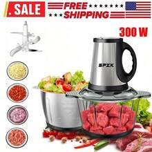 SPZTJK Food Chopper With 2 Bowls And 2 Blades, Meat Grinder 4 Bi-Level Blades, Mini Electric Food Chopper, 2L Meat Grinder, Kitchen Meat Grinder, Meat Grinder, Electric Vegetable Chopper, Garlic Press, Masher - Xem 2