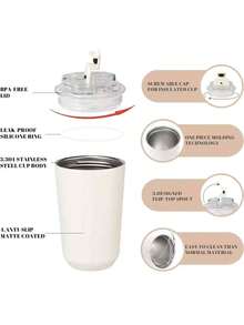 304 Stainless Steel Insulated Coffee Mug, Thermal Insulation, Portable Cup - Multicolor - View 9