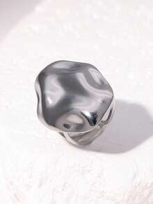 1枚简约几何开口戒指，时尚镀层不锈钢材质，高端优雅设计，适合女性日常、派对和约会佩戴。 - 彩色 - 查看 4