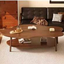 Cloud Coffee Tables With Large Tabletop, Oval Wood Coffee Table With Open Storage Shelf For Living Room Bedroom - Kayu kenari hitam - View 2