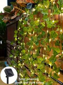 1pc Solar Powered Evergreen Ivy String Lights, Solar Powered Green Leaf String Lights, Solar Lights, 10/5/2m Solar Powered Artificial Evergreen Ivy Leaf String Lights - Natural Style Mimicking Green Leaves, Realistic Evergreen Ivy Leaf Pattern, Soft Warm Lighting, Photosensitive Automatic On/Off Function - Solar-powered Green Leaves - View 12