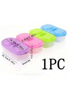 1pc Dual Compartment Covered Kitchen Food & Grain Airtight Sealed Jar, Multifunctional Fridge Plastic Storage Box, Christmas Gift - Multicolor - View 7