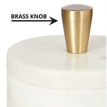 Queenza White Marble Salt Cellar With Lid And Brass Knob 3 Inch Salt Box - White - View 5