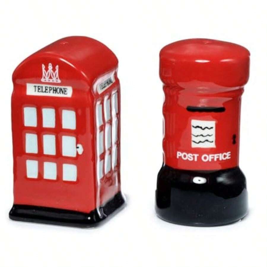 Telephone And Letterbox Salt And Pepper Set - Red - View 1
