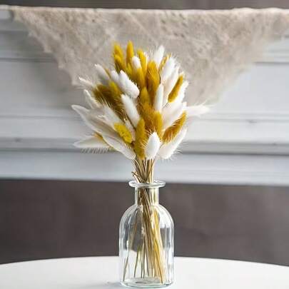 60/120/180/240 Pcs Natural Dried Flowers Decor, Natural Dried Rabbit Tail Grass, Dried Cattail, For Home Decor, Wedding Decor, Party Decor, DIY Crafts, Photography Props, Theme Decor