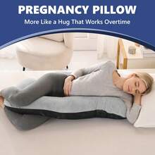 2026 New 44-Inch J-Shaped Full Body Pillow, Maternity Pillow, Maternity Full Body Pillow With Velvet Pillowcase, Full Body Pillow With Back, Leg, And Tummy Support, Helps Ensure Adequate, Comfortable Sleep, Valentine's Day,New Year And Mother's Day Gifts - Nhiều màu - Xem 3
