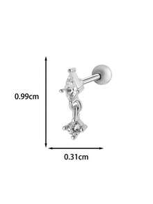 Toppiercing 1件 时尚创意微镶锆石几何不锈钢杆耳骨穿孔耳环 - 彩色 - 查看 3