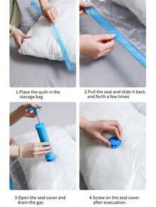 5pcs Extra Large Vacuum Storage Bag Set 35.0x50.01cm With 1 Manual Pump - Save Space, Air-Tight Compression, Dust And - Multicolor - View 9