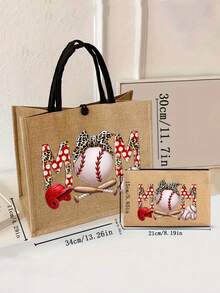 Bộ túi tote vải canvas Baseball Mom Life, ví đựng tiền xu, thư từ, túi có khóa kéo, bộ quà tặng cá nhân hóa, túi tote đa năng ngộ nghĩnh hình hoạt hình, túi tote vải lanh màu vàng đen với khóa đen, túi mua sắm, túi đựng mỹ phẩm, túi đựng đồ, dung tích lớn. - Nhiều màu - Xem 11