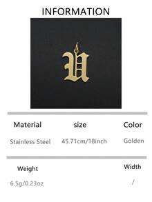 1pc Old English Initial Necklace Personalized 26 Letter A-Z Name Pendant Necklace For Women Stainless Steel Jewelry Birthday Gifts - Gothic Necklace - View 23