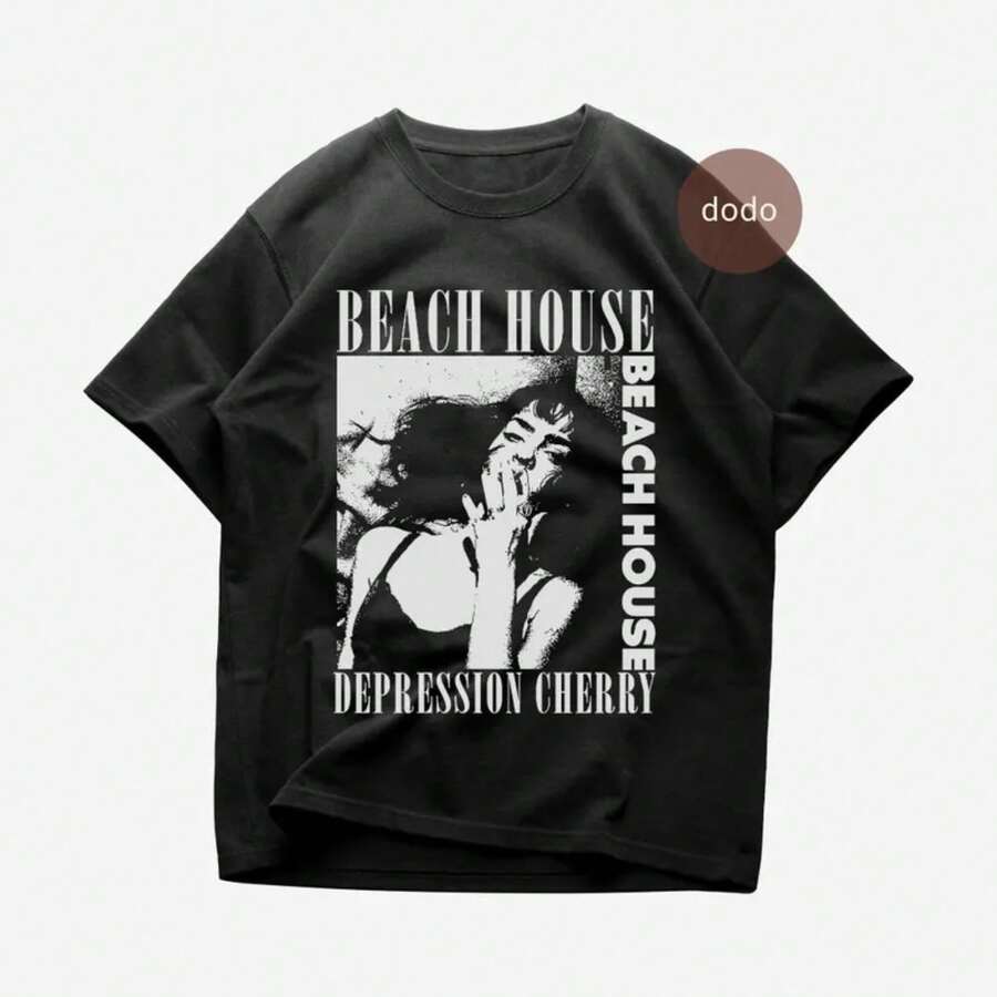 Beach House T-Shirt - Pop Music Shirt - Depression Cherry Album - Beach House Album Shirt - Beach House Merch - Unisex Pop Clothing - 黑色 - 查看 1