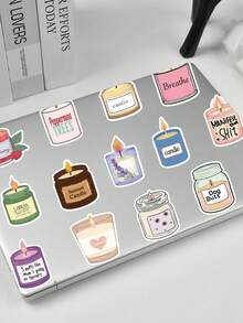 50pcs Colorful Cartoon Aromatherapy Candle Sticker Aesthetic Graffiti Decal For Laptop Luggage Notebook Scrapbook Phone Sticker HD Printing PVC Gift (Not Easy To Fall Off) - 1 Set - View 8