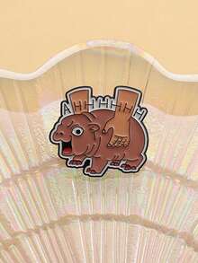 1Pc Funny Moo Deng Meme Enamel Pins Cute Hippo Brooches Lapel Badges Cartoon Animal Baby Hippopotamus Jewelry Gift For Friends - Multicolor - View 6