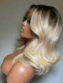 Ash Blonde Body Wave Glueless Wigs Human Hair Pre Plucked Bye Bye Knots 13x4 HD Transparent Ombre Blonde Colored Water Wave Lace Frontal Wigs For Women 250 Density Brazilian Remy Lace Front Wigs Human Hair Ready To Wear - 漸層色 - 查看 5