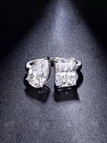 BLOVEMEE 1pc Minimalist Fashionable 925 Sterling Silver 2 Carat Moissanite Ring, Suitable For Women's Daily Wear, Party, Vacation, Valentine's Day, Mother's Day, Wedding Anniversary, Women's Jewelry Gift - JZ0041M - View 2