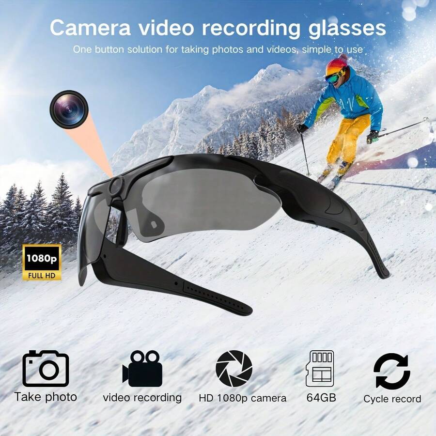 1pc Smart Glasses, 1080P Ultra HD, High-Tech Digital Video Recorder, Camera, And Eye Protection Function - Ideal For Outdoor Sports, Action, And Adventure Enthusiasts
